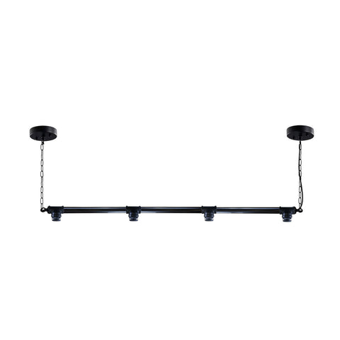 Industriële vintage hanglamp met downlight, hangend plafond, 4-weg zwarte pijplamp~3719