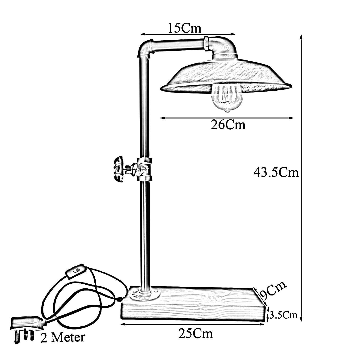 Industrial  Vintage Retro Steampunk Water Pipe Style Bedside Table Desk Lamp Bowl Black E27~3716 - LEDSone UK Ltd