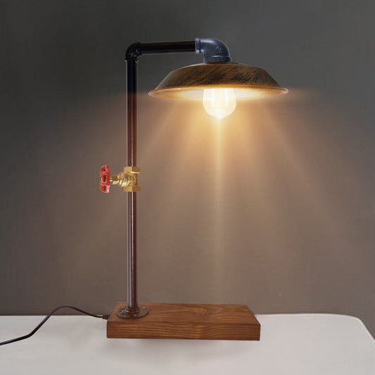 Industrial  Vintage Retro Steampunk Water Pipe Style Bedside Table Desk Lamp Bowl Brushed Copper E27~3713 - LEDSone UK Ltd