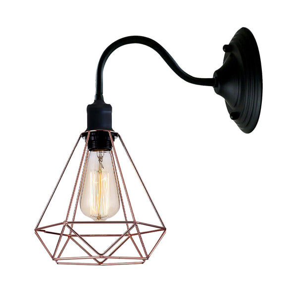 Moderne industriële vintage binnenwandlamp in zwarte kleur, lampfitting E27, VK~3676 – Ja / Roségoud