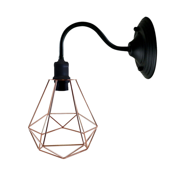 Moderne industriële vintage binnenwandlamp in zwarte kleur, lampfitting E27, VK~3676 – Nee / Roségoud