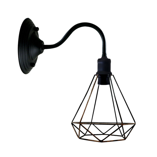 Moderne industriële vintage binnenwandlamp in zwarte kleur, lampfitting E27, VK~3676