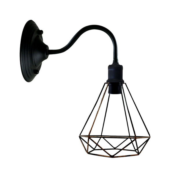 Moderne industriële vintage binnenwandlamp in zwarte kleur, lampfitting E27, VK~3676 – Nee / Geborsteld koper