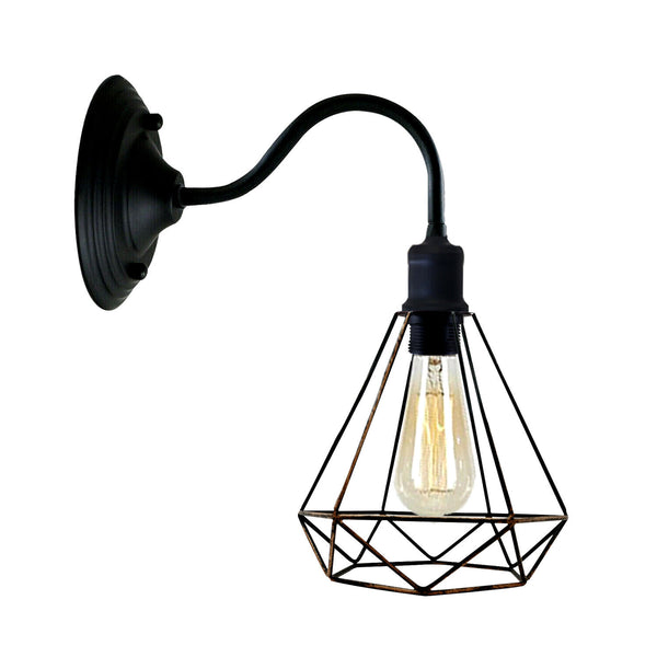 Moderne industriële vintage binnenwandlamp in zwarte kleur, lampfitting E27, VK~3676 – Ja / Geborsteld koper