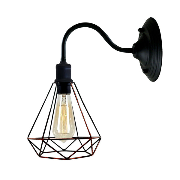 Moderne industriële vintage binnenwandlamp in zwarte kleur, lampfitting E27, VK~3676 – Ja / Rustiek Rood