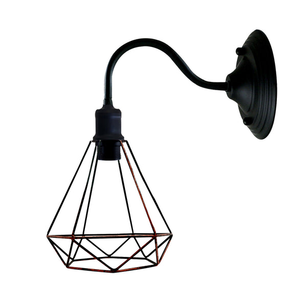 Moderne industriële vintage binnenwandlamp in zwarte kleur, lampfitting E27, VK~3676 – Nee / Rustiek Rood