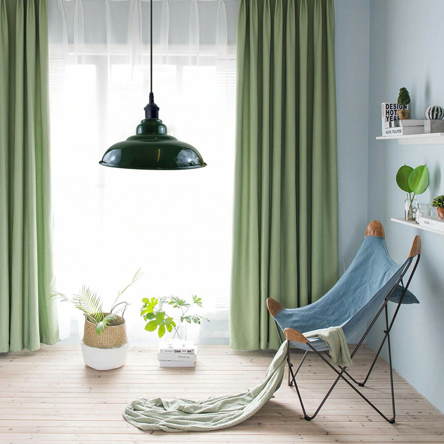 LEDSone industrial Vintage  32cm  Green Pendant Retro Metal Lamp Shade E27 Uk Holder~3688 - LEDSone UK Ltd