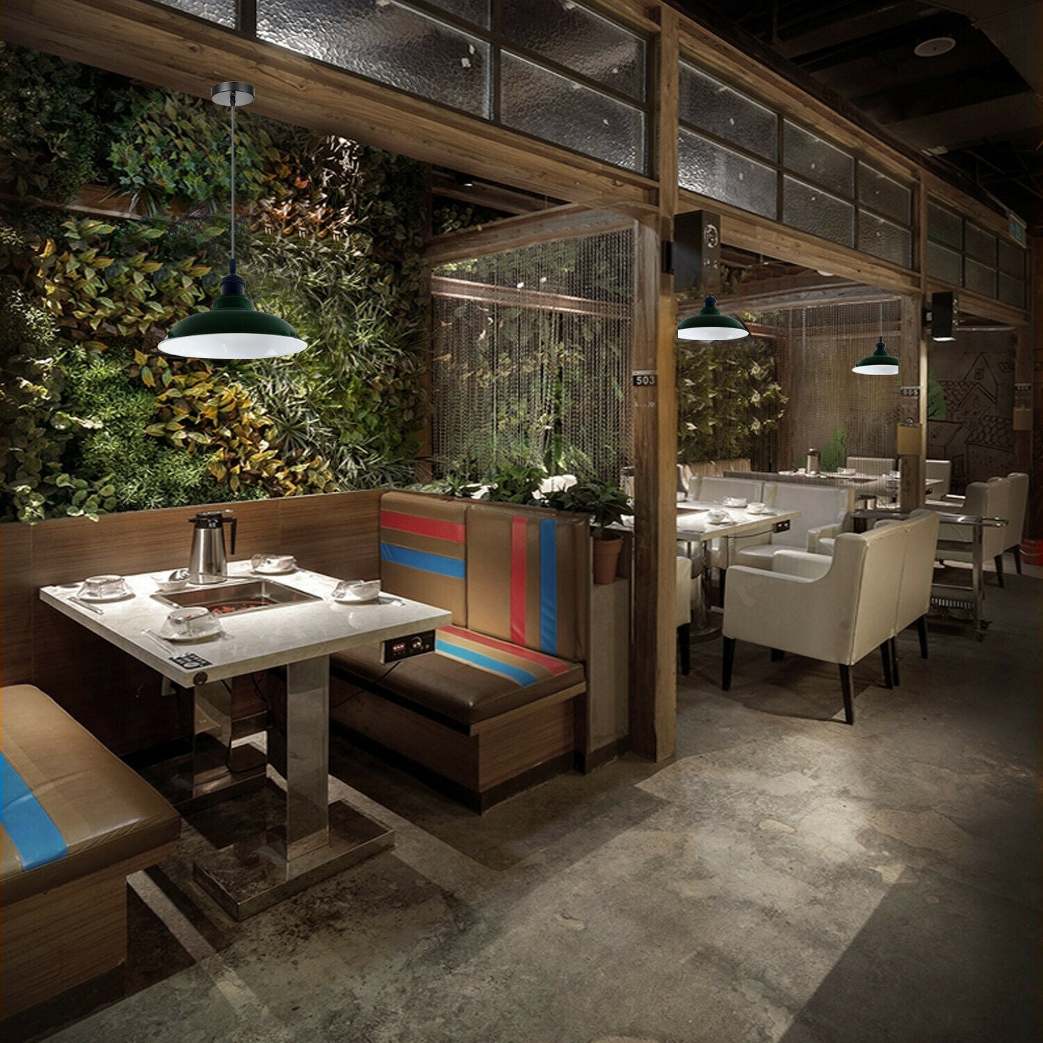 LEDSone industrial Vintage  32cm  Green Pendant Retro Metal Lamp Shade E27 Uk Holder~3688 - LEDSone UK Ltd