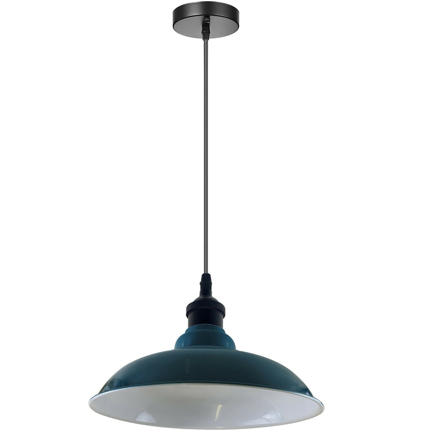LEDSone industrial Vintage  32cm Cyan BluePendant Retro Metal Lamp Shade E27 Uk Holder~3687 - LEDSone UK Ltd