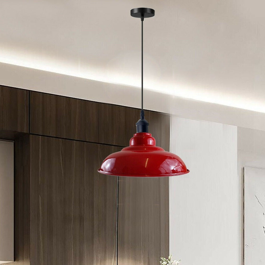 Red ceiling light shade bar.