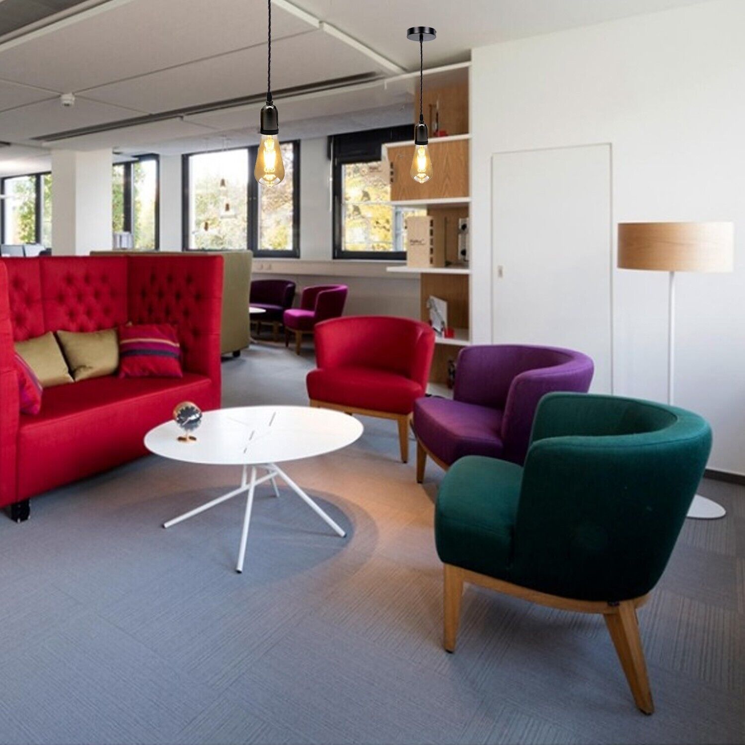 Modern Pendant Light Fabric Wire Black Ceiling Rose E27 Suspension Light Lamp Holder~3683 - LEDSone UK Ltd