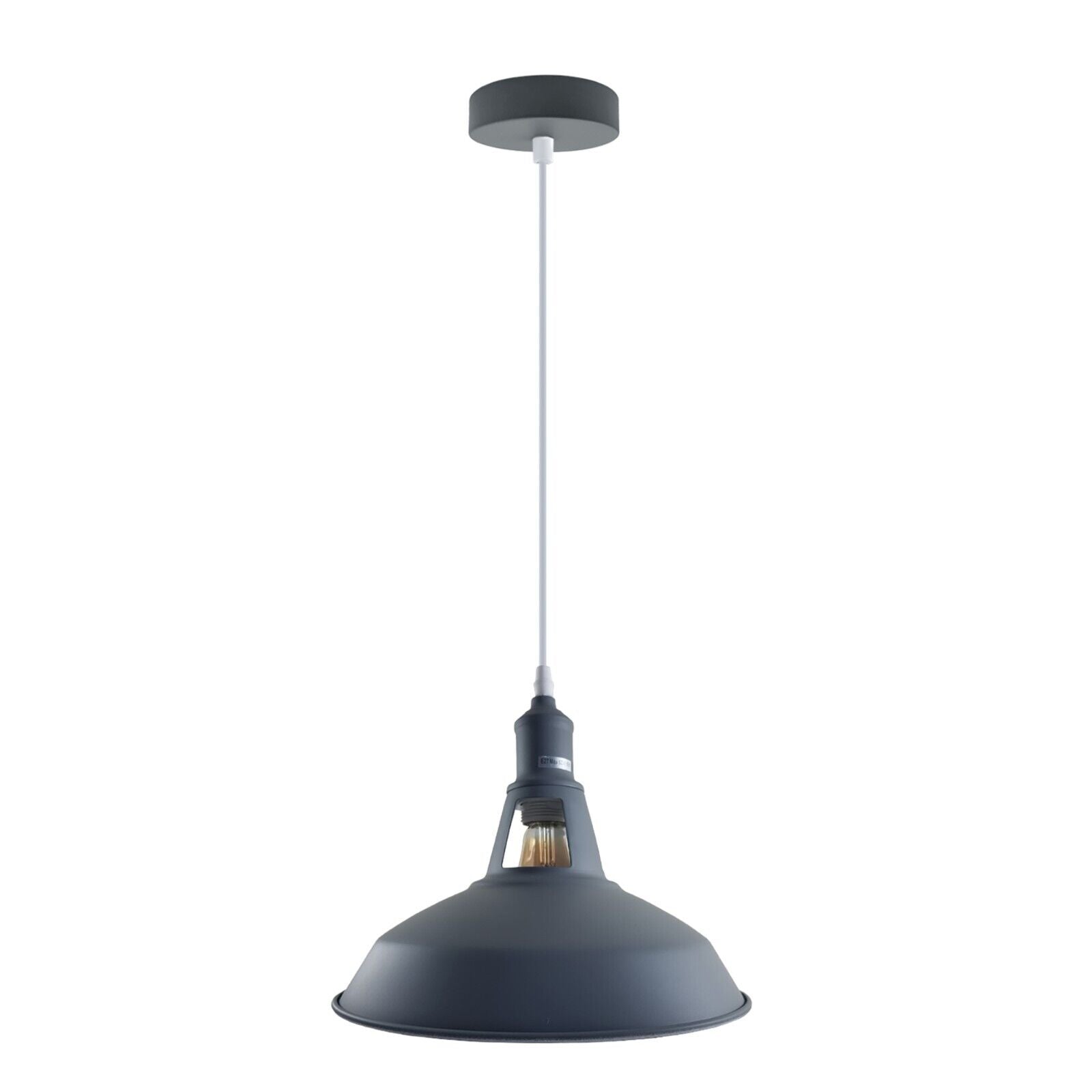 Industrial Vintage Modern Metal Retro  E27 Ceiling Grey Barn Slotted Pendant Shade~3737 - LEDSone UK Ltd