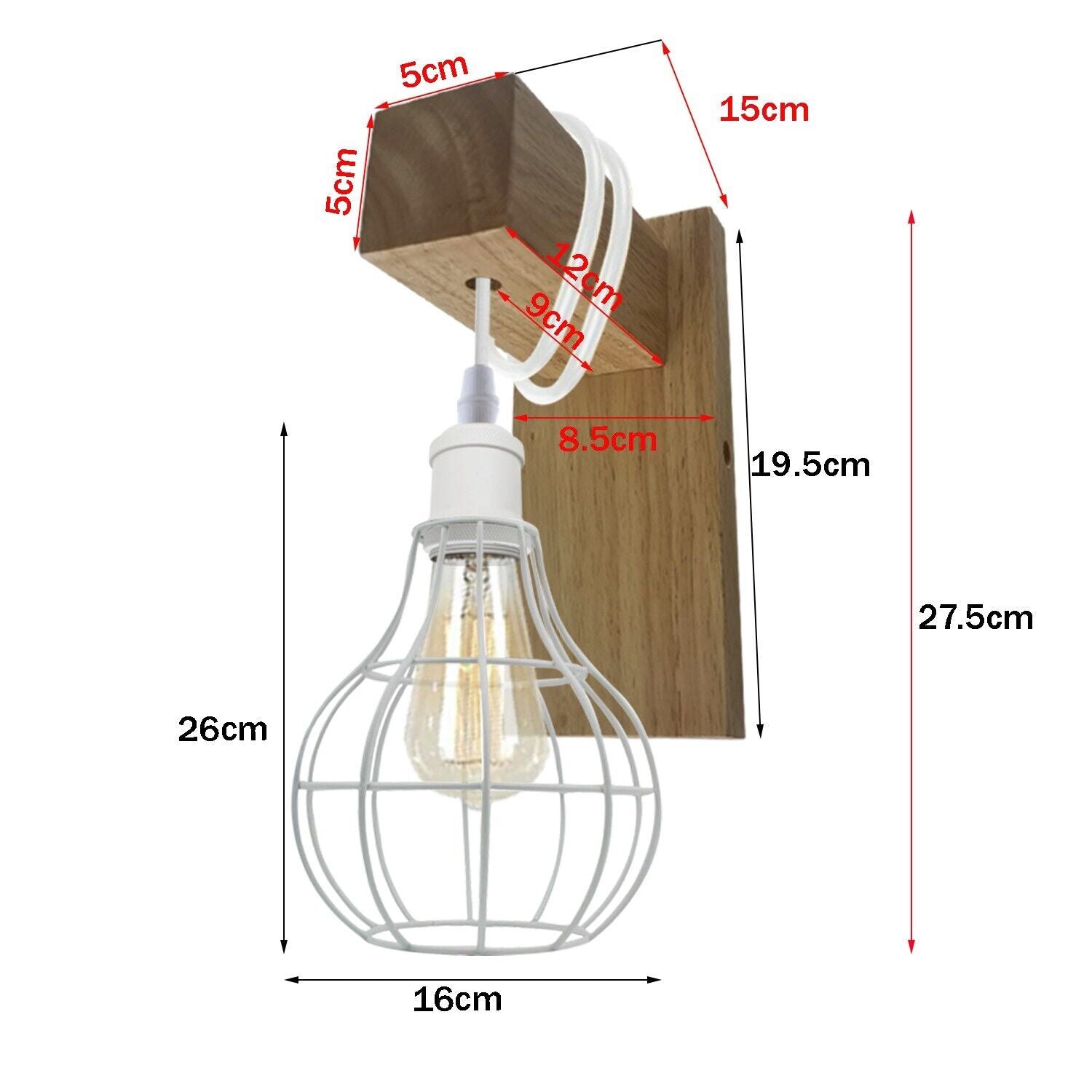 Industrial Vintage Modern Retro White Sconce vase Cage Fitting E27 Uk holder~3755 - LEDSone UK Ltd