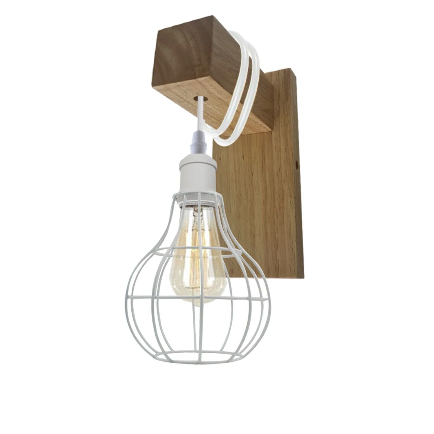Industrial Vintage Modern Retro White Sconce vase Cage Fitting E27 Uk holder~3755 - LEDSone UK Ltd