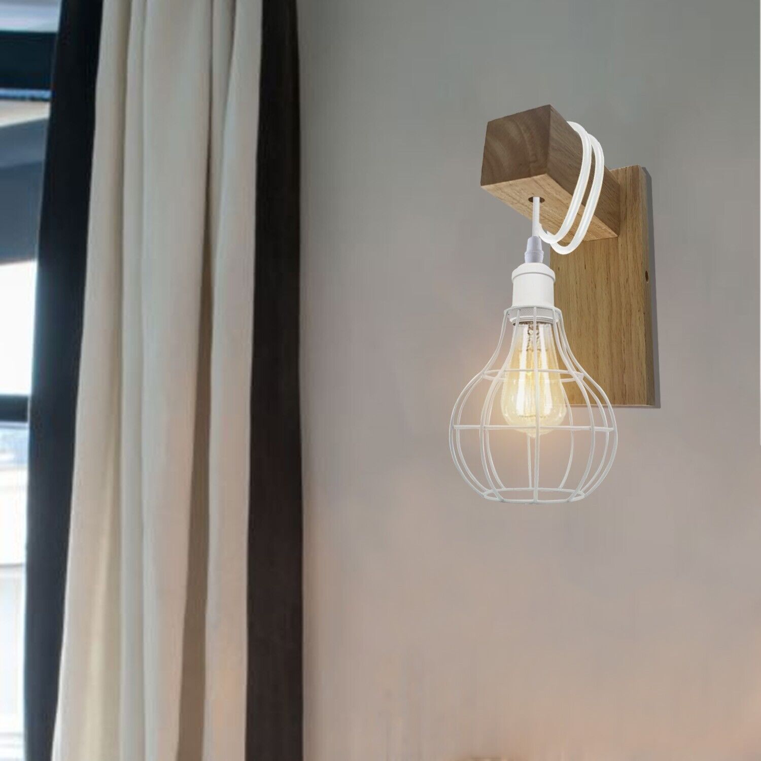 Industrial Vintage Modern Retro White Sconce vase Cage Fitting E27 Uk holder~3755 - LEDSone UK Ltd