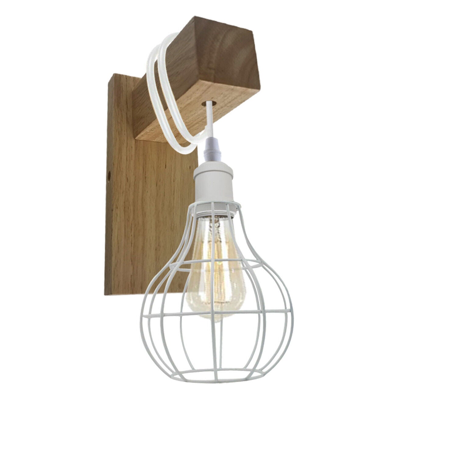 Industrial Vintage Modern Retro White Sconce vase Cage Fitting E27 Uk holder~3755 - LEDSone UK Ltd