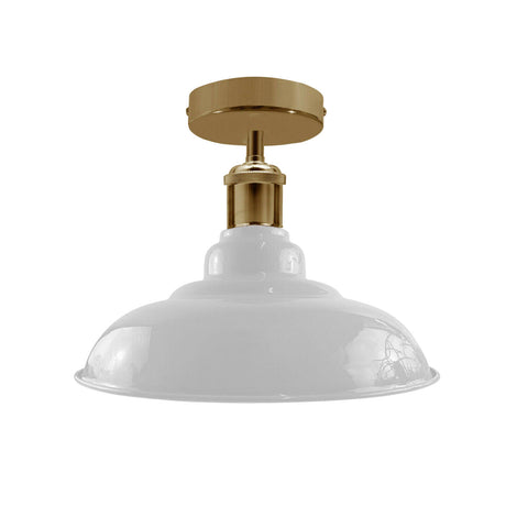 Industriële vintage retro plafondlamp met glanzende kap in witte kleur E27 UK~3768