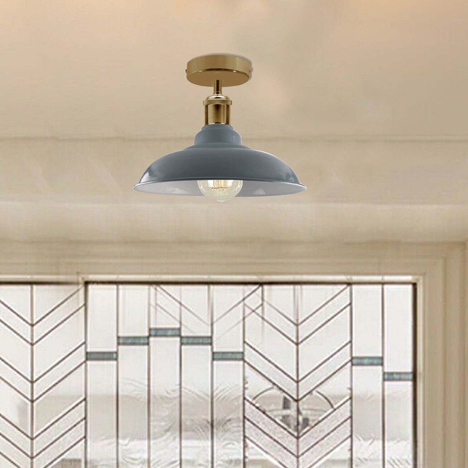 Grey Semi Flush Ceiling Light