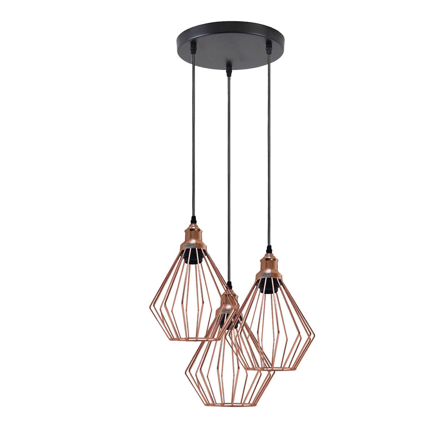 Industrial Vintage Retro Metal Ceiling 3 way Round Hanging Pendant Lights~3776 - LEDSone UK Ltd