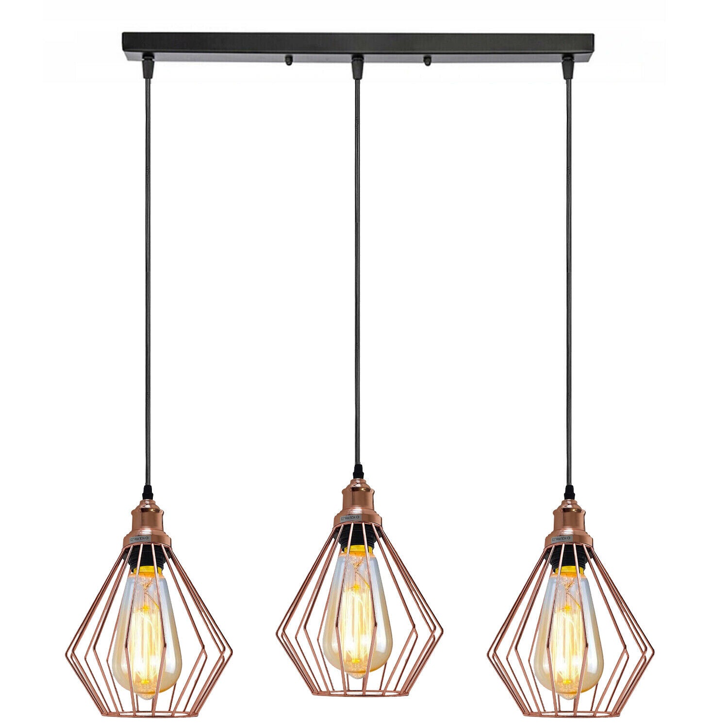Vintage-style linear cage chandeliers UK