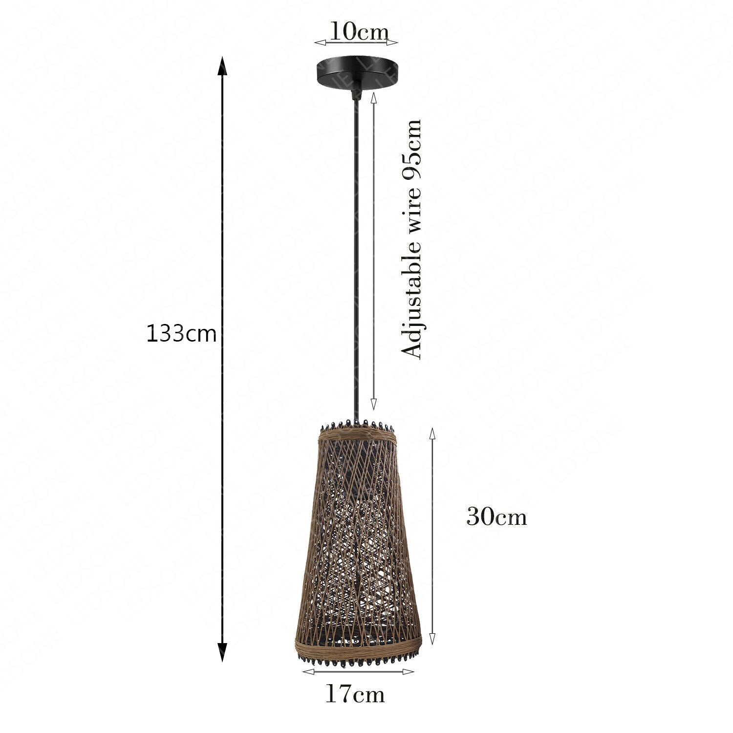 Natural Rattan Style Ceiling Pendant Light Shade E27 Base Handmade Chandeliers Hanging Lights 