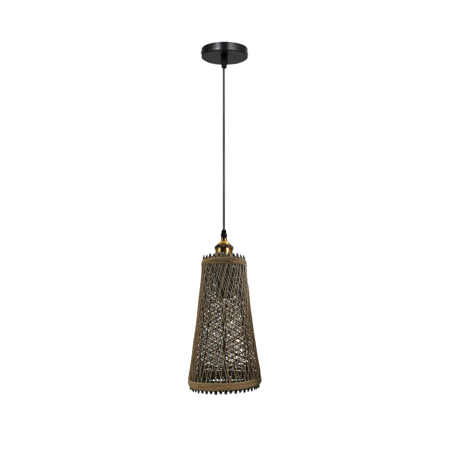 Natural Rattan Style Ceiling Pendant Light Shade E27 Base Handmade Chandeliers Hanging Lights 
