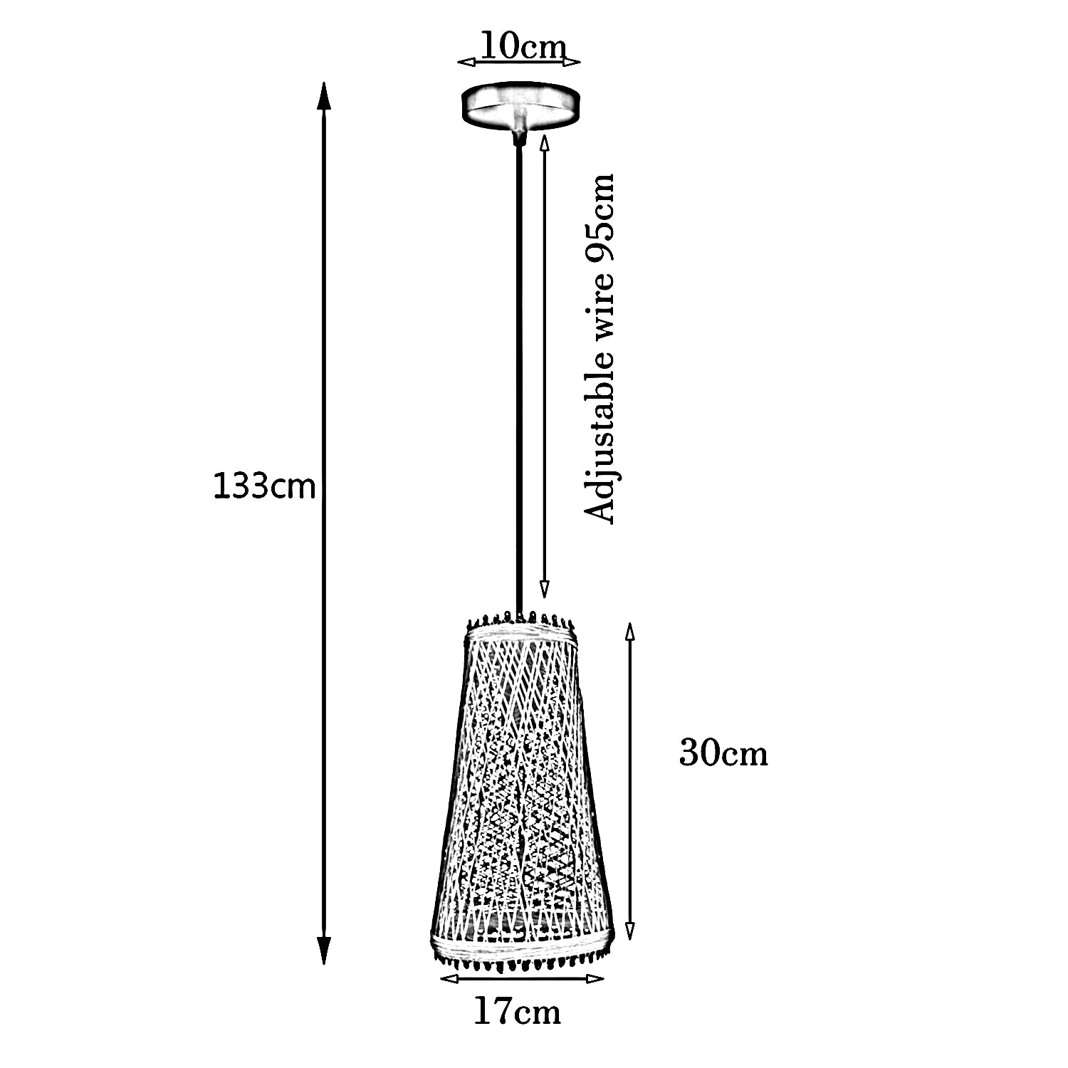 Natural Rattan Style Ceiling Pendant Light Shade E27 Base Handmade Chandeliers Hanging Lights 