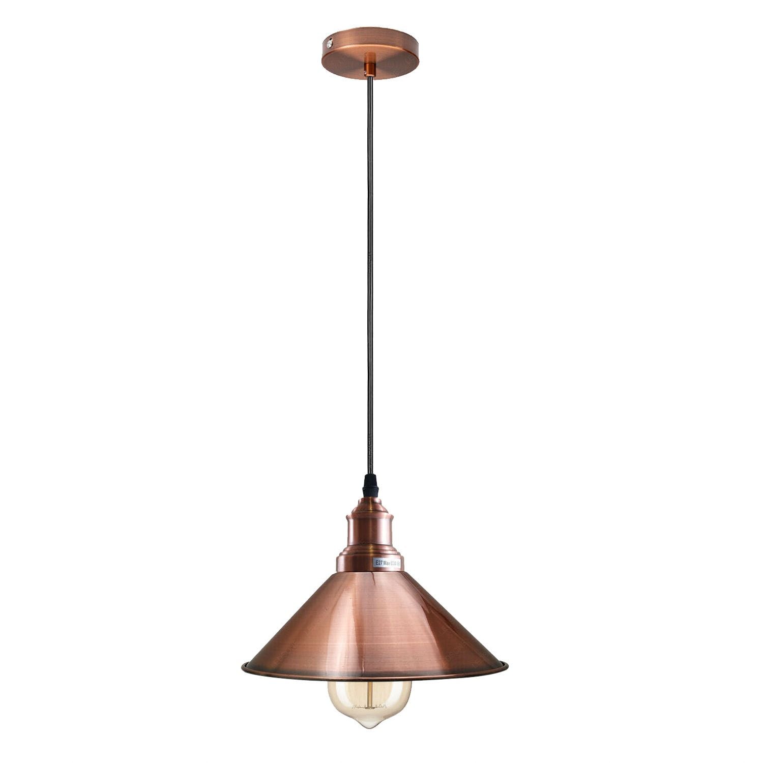 Vintage Pendant Ceiling Lighting Fixture with Metal cone Lampshade, E27