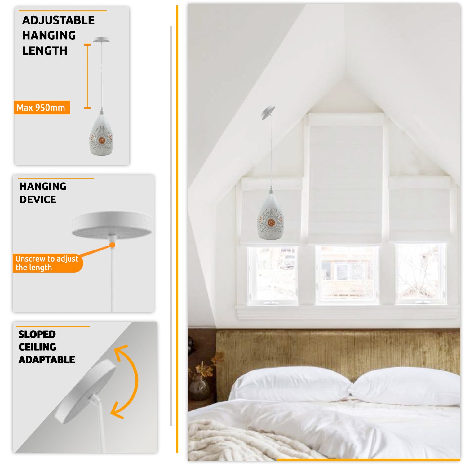 Energy-efficient white pendant light for UK lounges