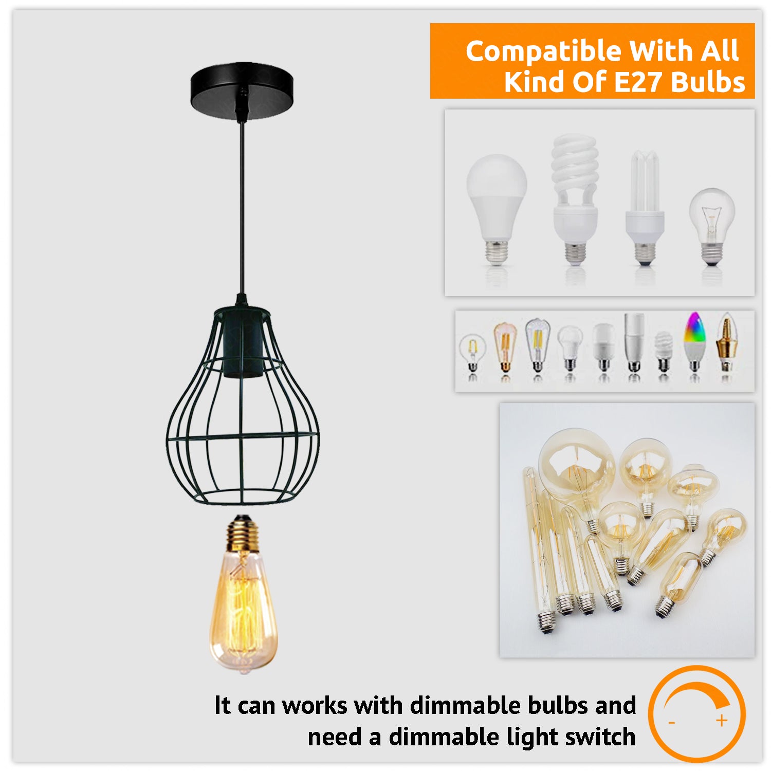 E27 wire cae pendant light