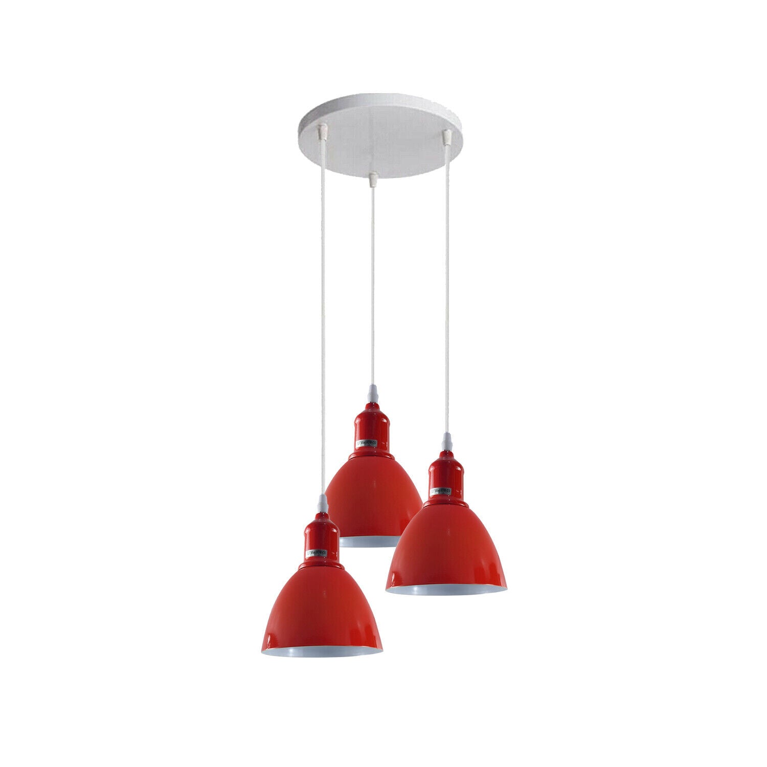 Hanging red ceiling pendant light with 3 shades