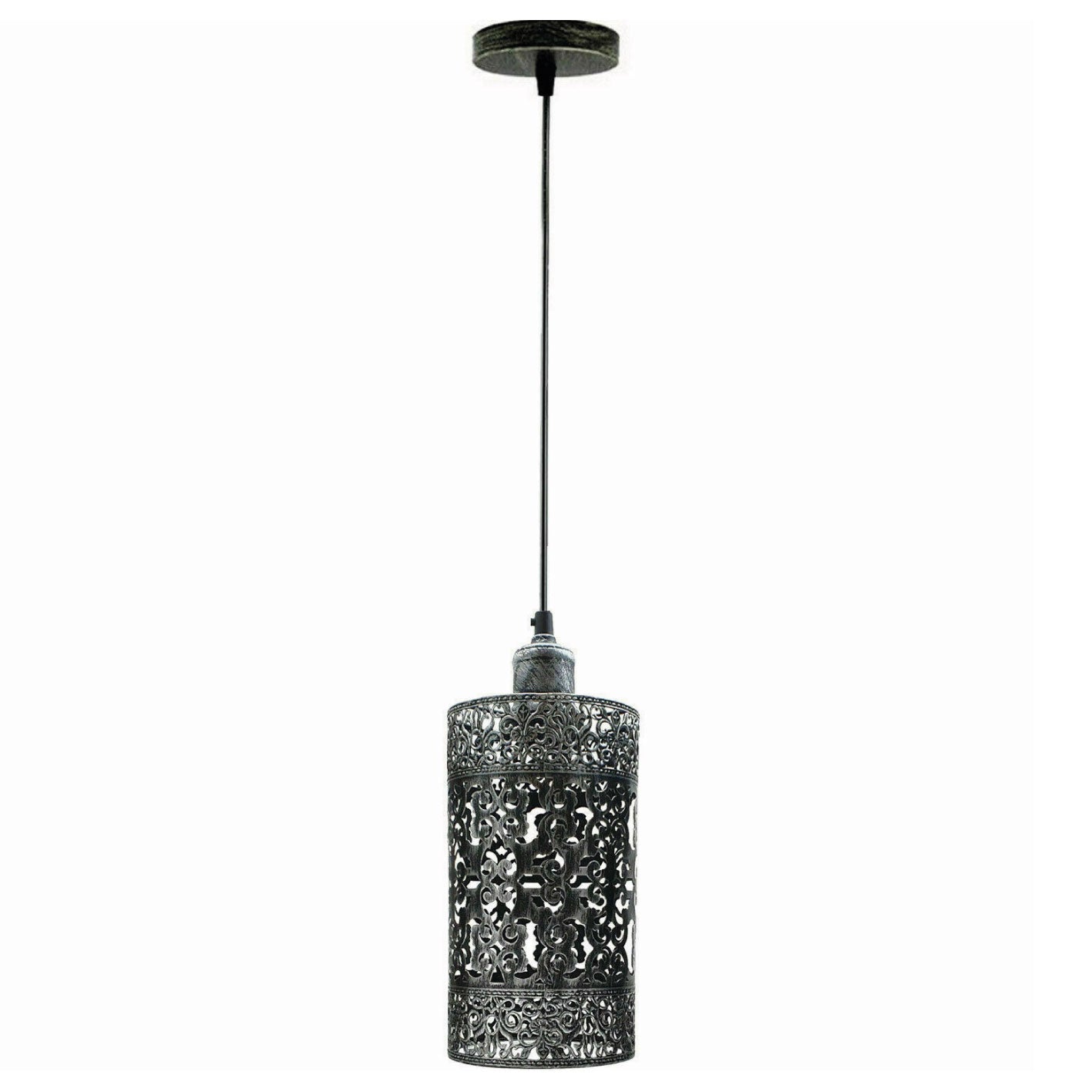 Modern brushed silver  drum barrel cage shade 
