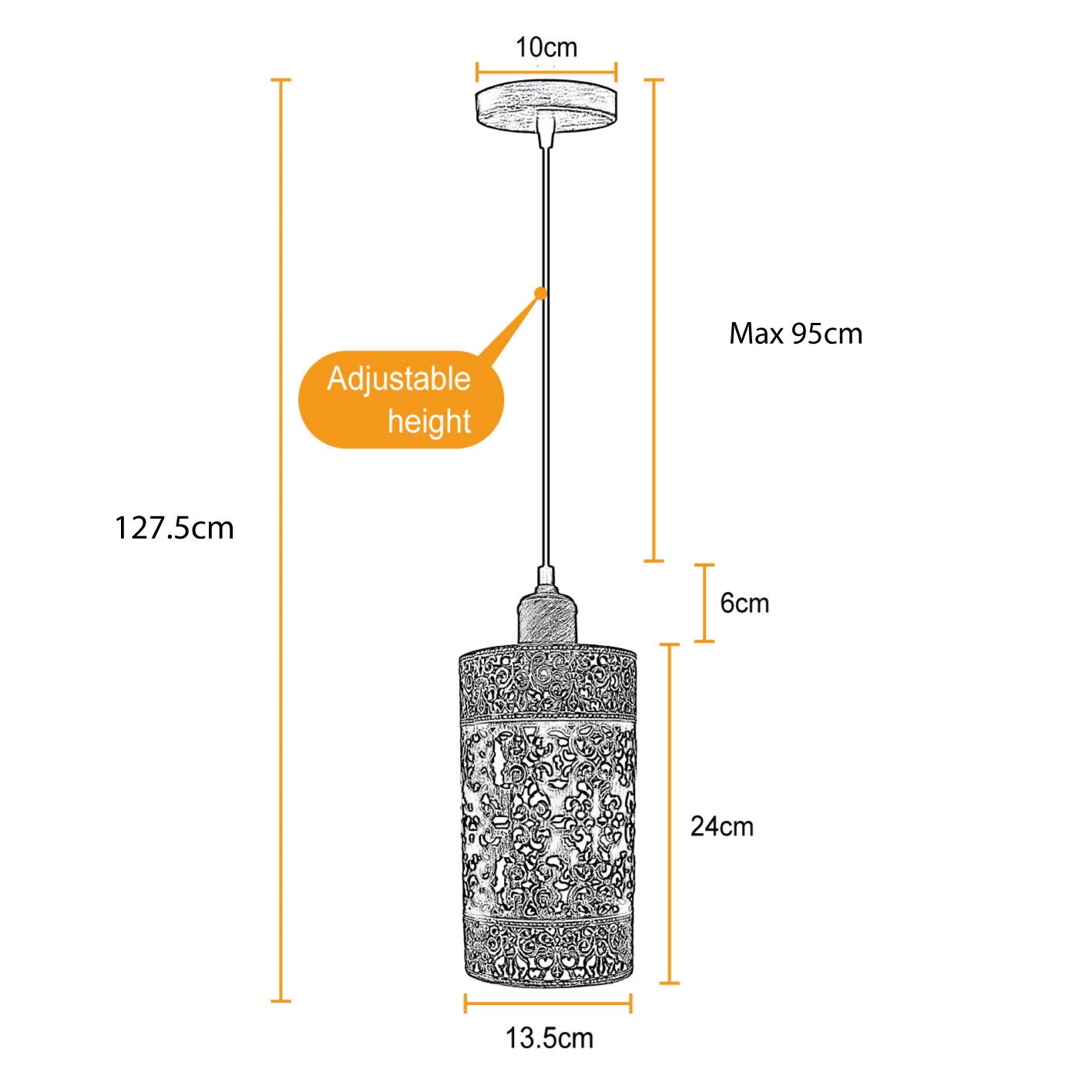 Industrial Pendant Lighting, Adjustable E27 Metal Cage Hanging Light Fixtures . 