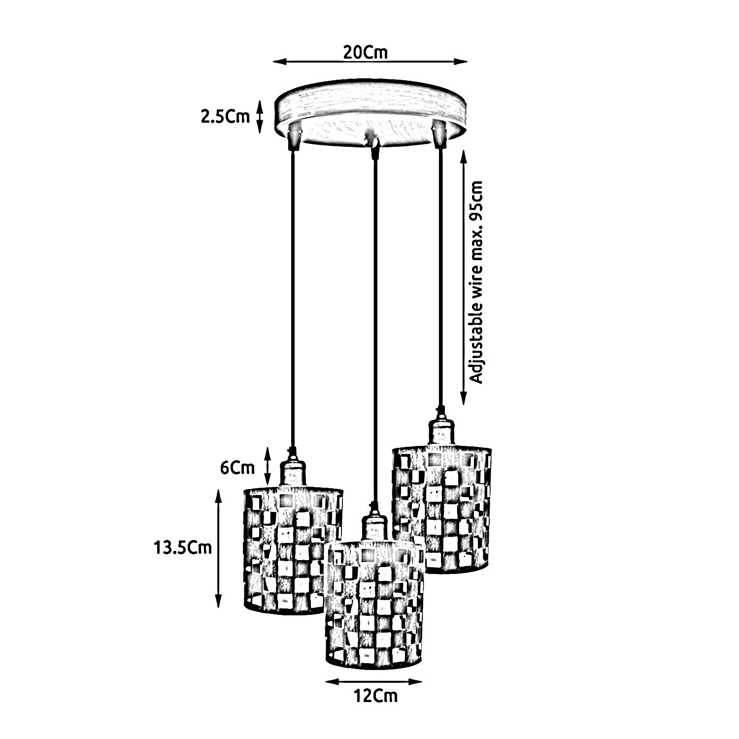 Industrial Retro pendant light 3 way Round ceiling base brushed finished Metal Ceiling Lamp Shade Pendant E27 lamp base for Home Living room Office Kitchen Restaurant