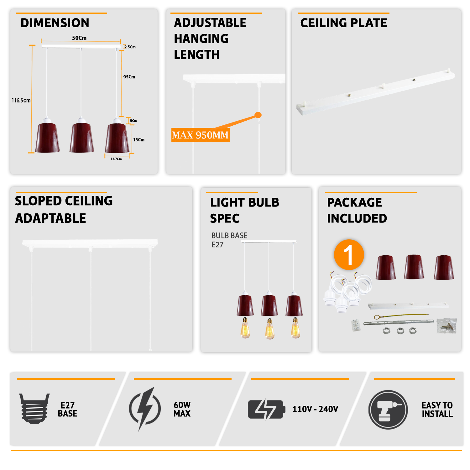 3-Light Teal Cluster Pendant