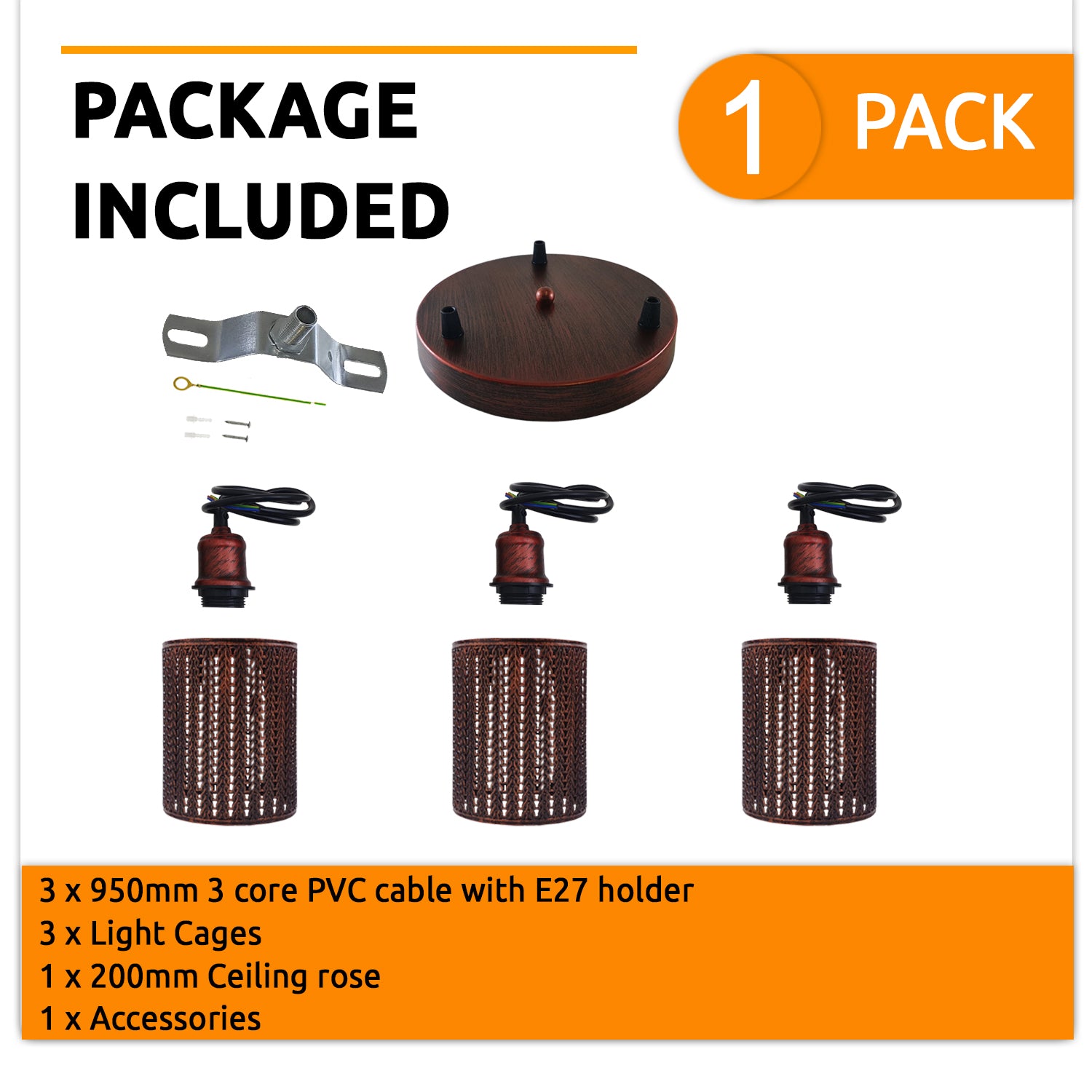 Industrial Retro pendant light 3 way Round ceiling base brushed finished Metal Ceiling Lamp Shade Pendant E27 lamp base for Home Living room Office Kitchen Restaurant