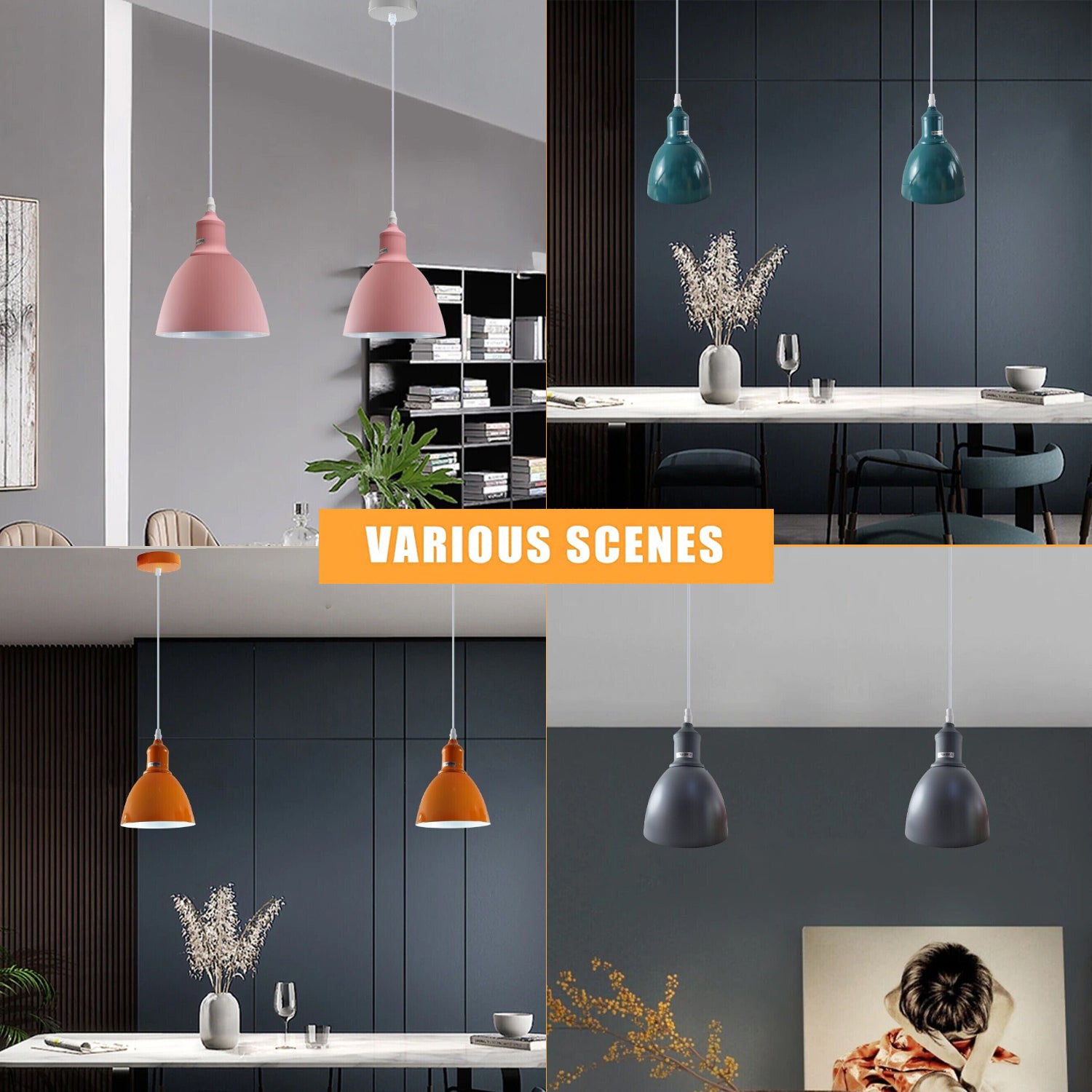 Retro Industrial Ceiling Pendant Light with E27 Base Ceiling Lighting Shade for Bedroom kitchen island Hallway Office Coffee Shop