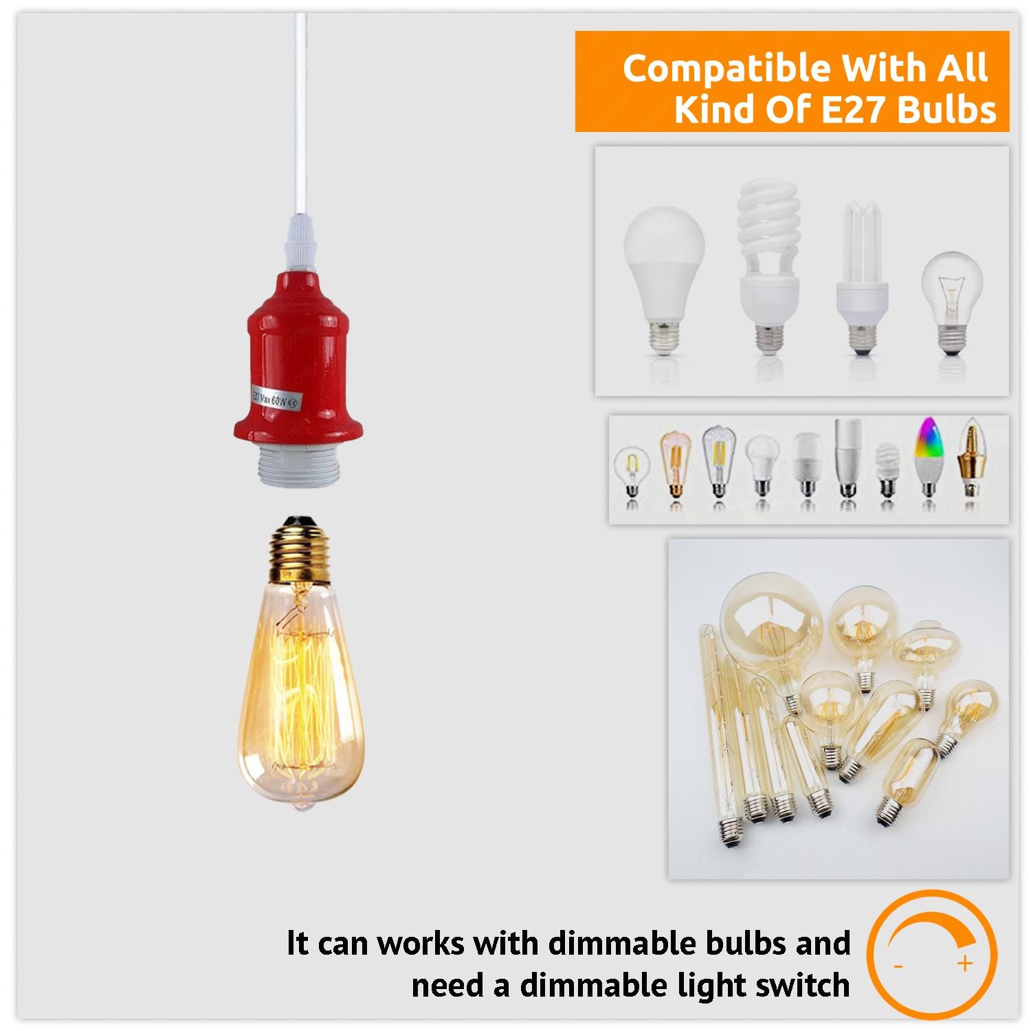 E27 Pendant Holder Ceiling Light Fitting Vintage Industrial Pink