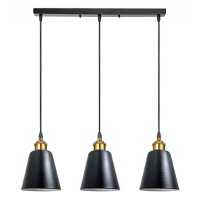 3-koppige zwarte vintage industriële plafondlamp in loftstijl, metalen plafondlamp ~4059