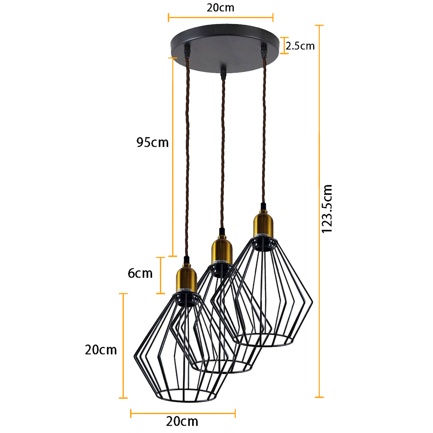 Vintage Retro Ceiling Pendant Light Fitting Wire Cage Lampshades, E27 Holder Hanging Light Kit for Indoor Area