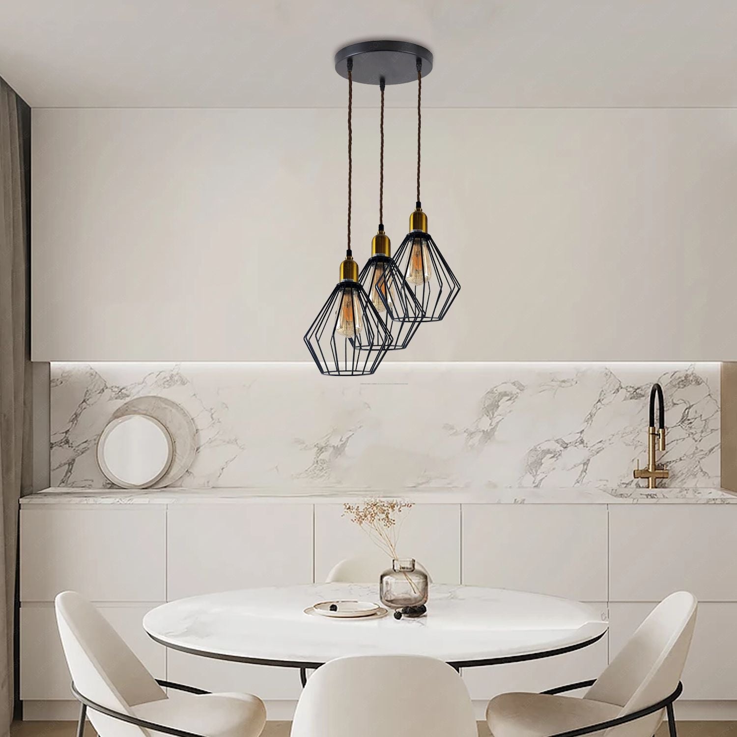 Vintage Retro Ceiling Pendant Light Fitting Wire Cage Lampshades, E27 Holder Hanging Light Kit for Indoor Area