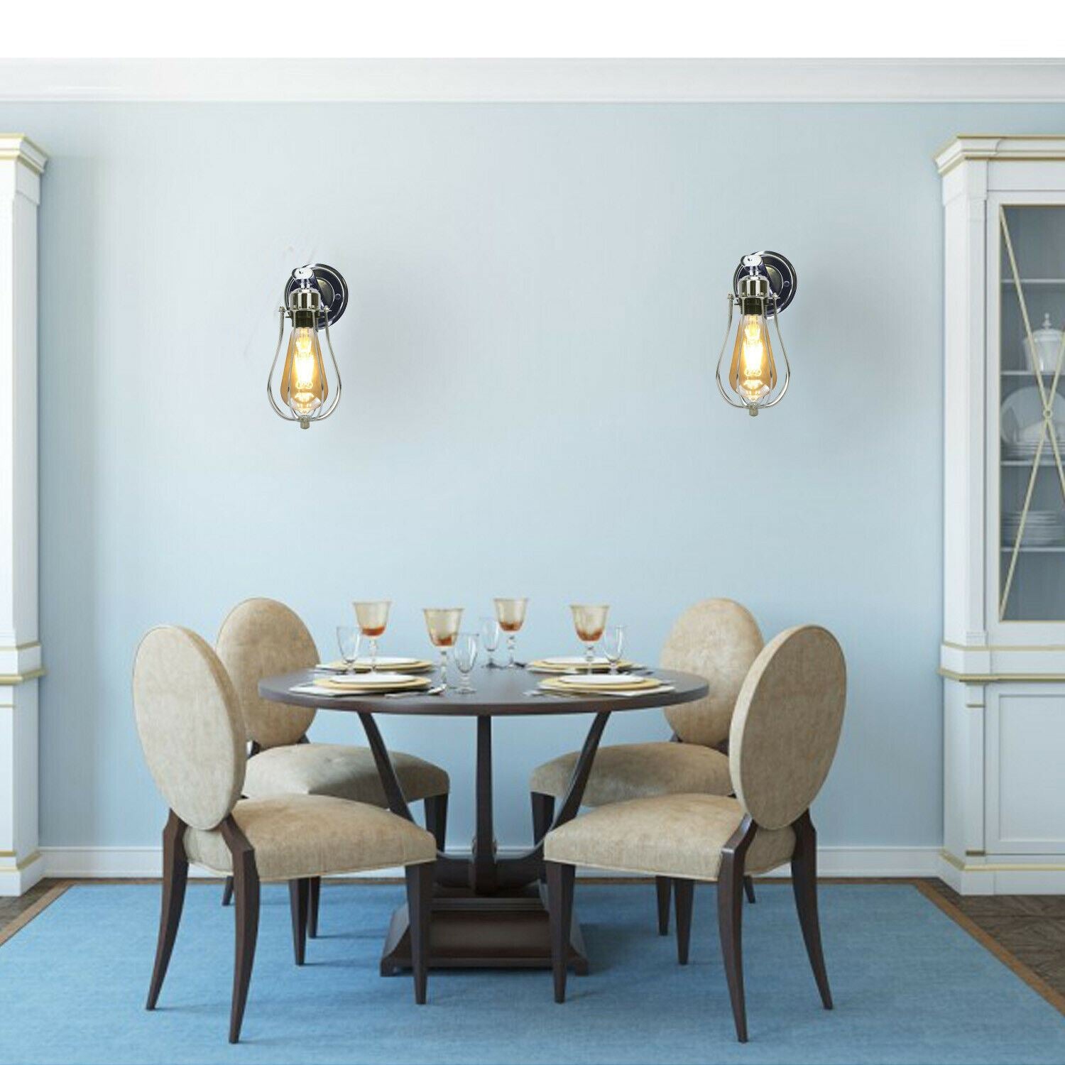 chrome plate wall lights Dining table.JPG