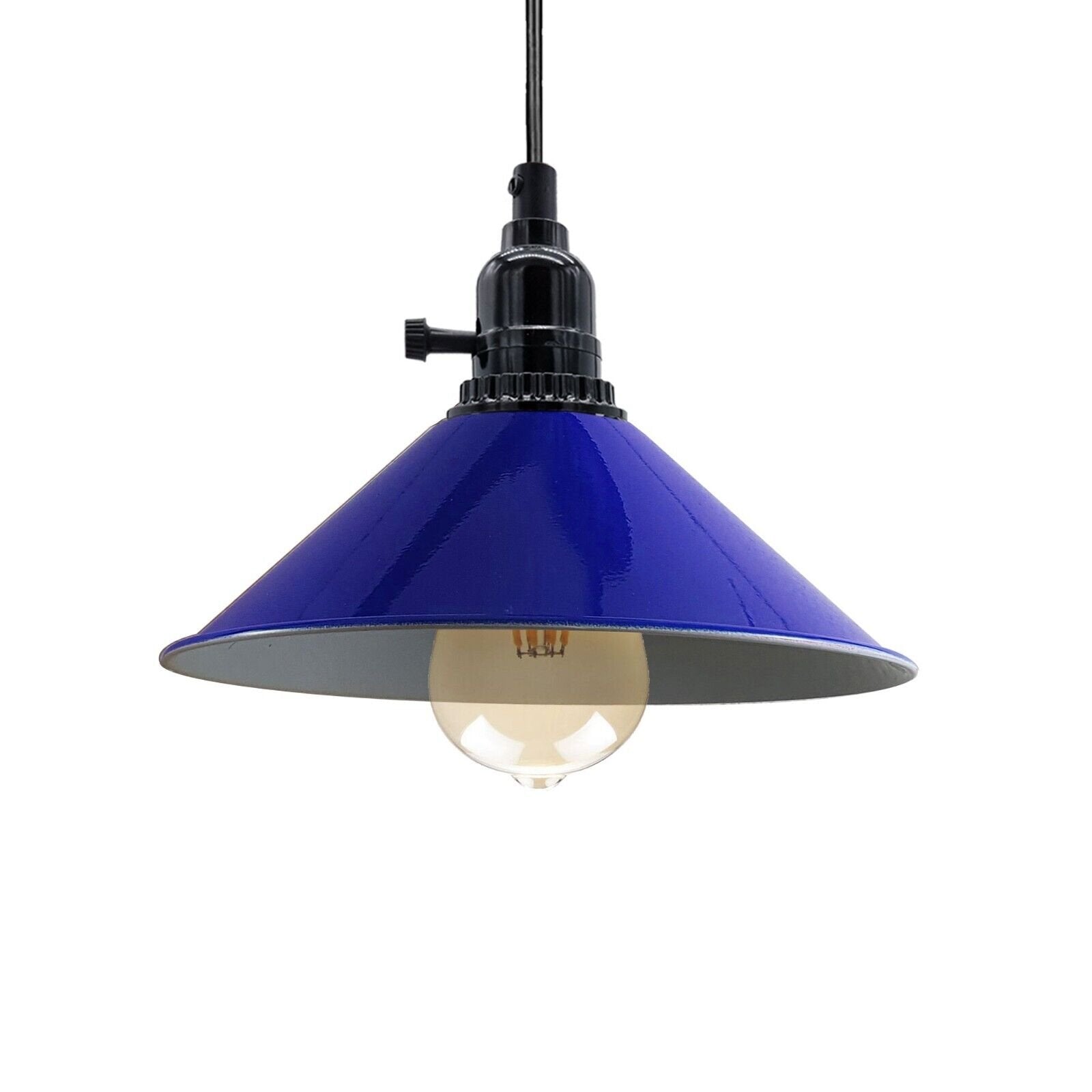 navy blue industrial vintage metal pendant light