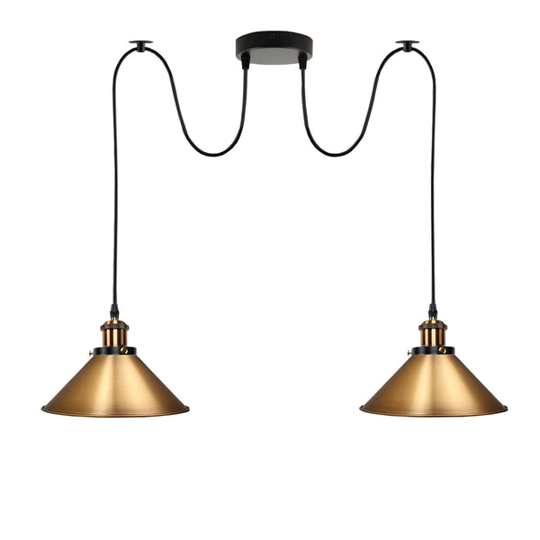 2-weg Retro Industriële plafondkabel E27 Hanglamp hanglamp~3403 – Geel messing / Ja
