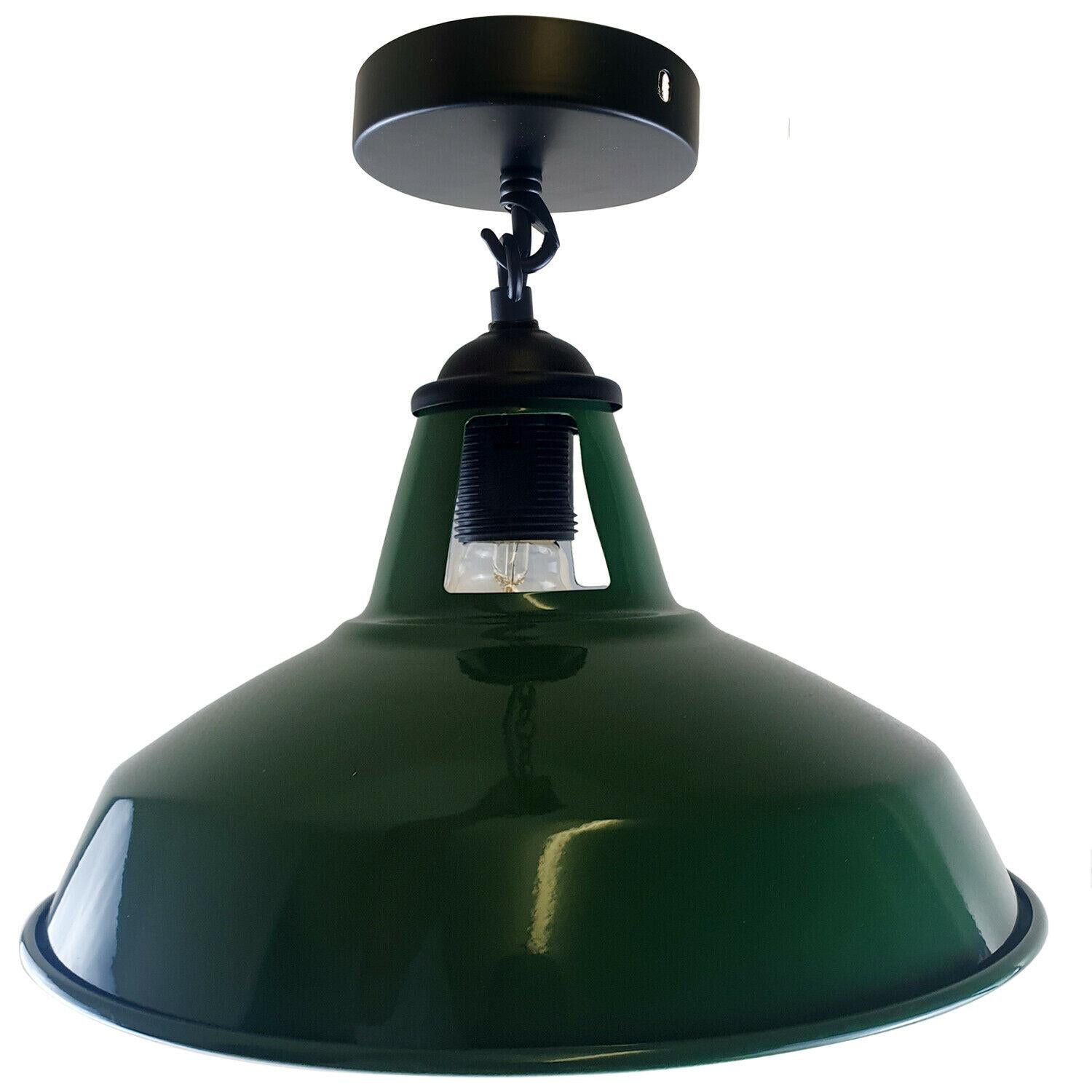 Colour Industrial Metal Ceiling Plate Light Holder & Retro Pendant Lamp Shade~1412 - LEDSone UK Ltd