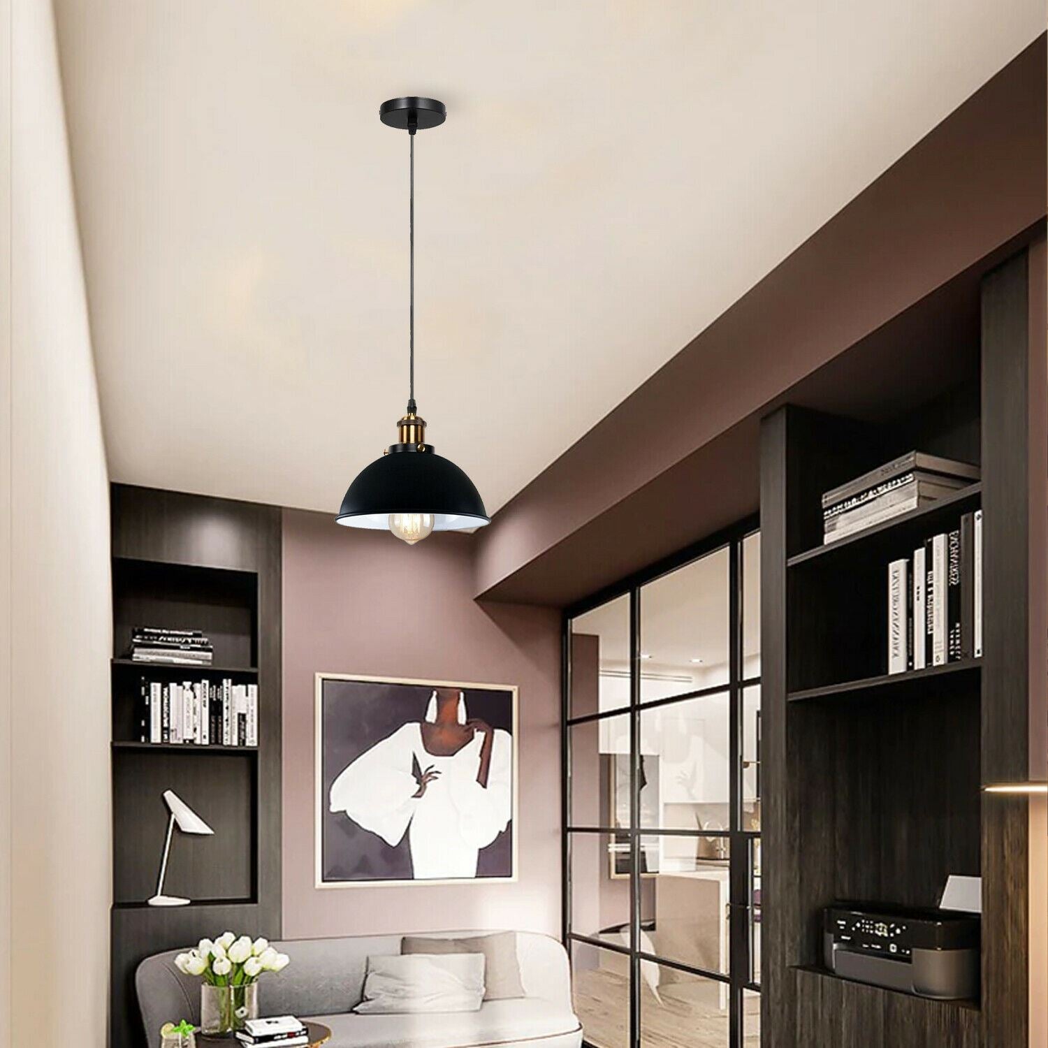 LEDSone Vintage Industrial Metal Ceiling Pendant Shade Modern Hanging Retro with various pattern Light black colour ~1259 - LEDSone UK Ltd