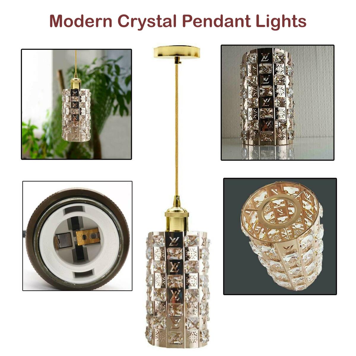 Modern Gold Ceiling Pendant Light Lamp Shade Crystal Droplet UK~1444 - LEDSone UK Ltd