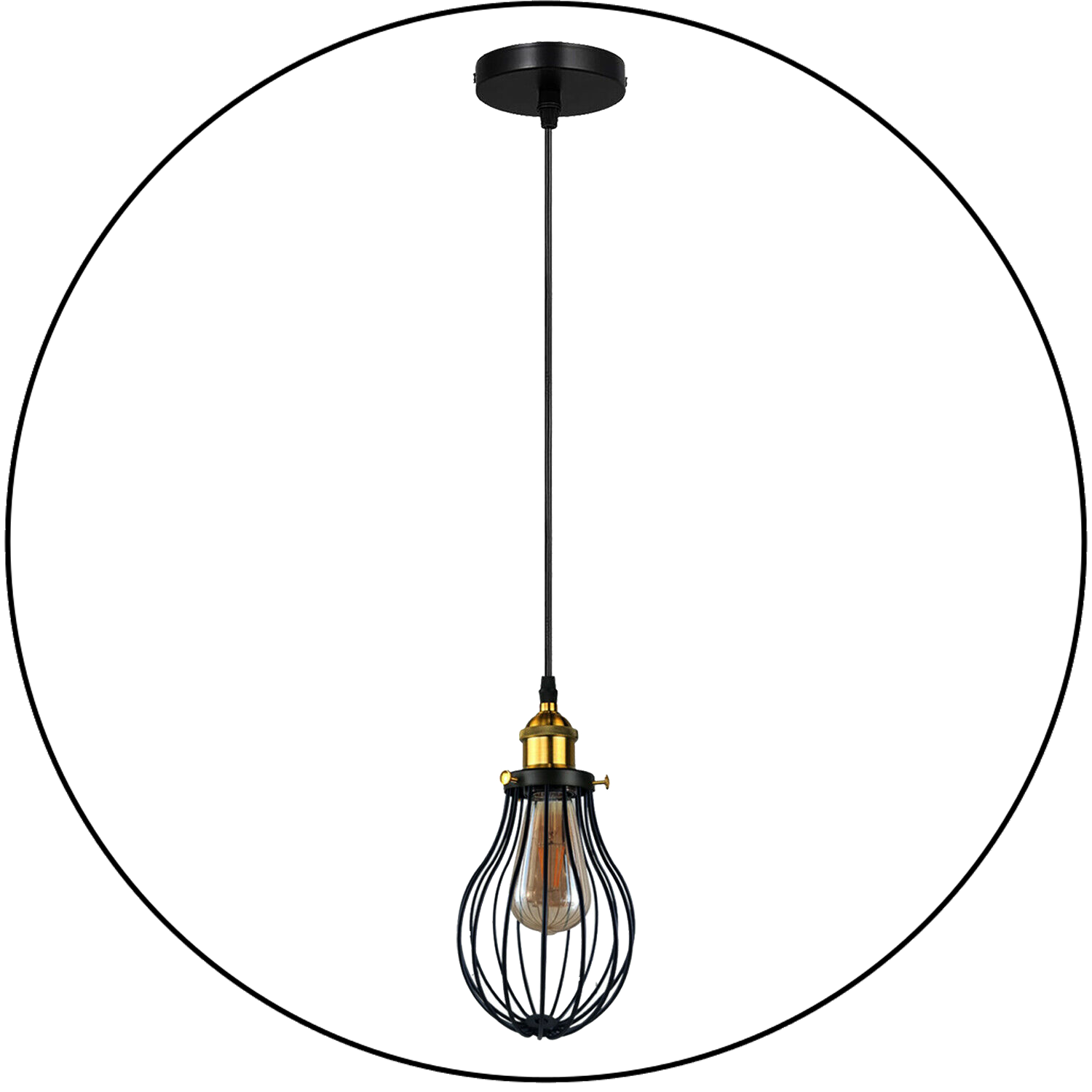 Industrial Black hanging Pendant Ceiling Light Cover Decorative Cage light fixture~3446 - LEDSone UK Ltd