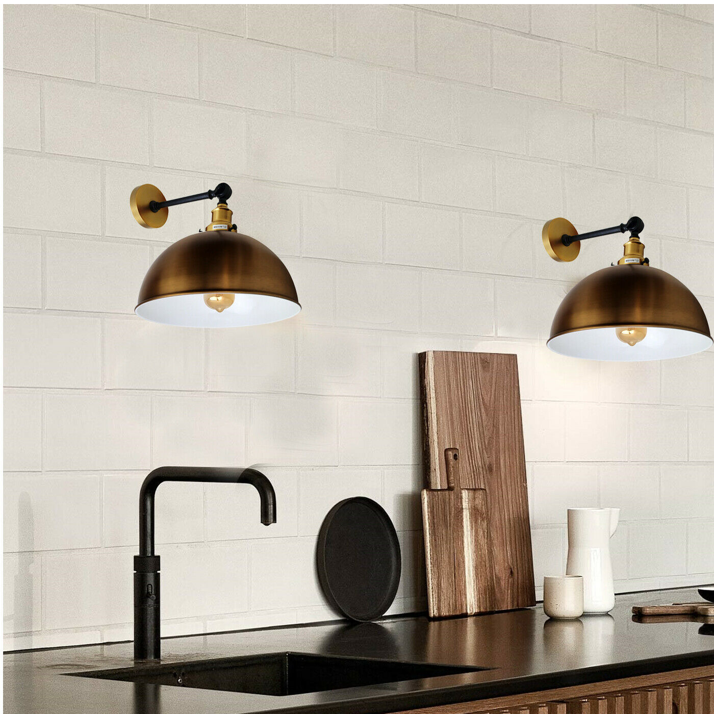 Vintage Style Adjustable Yellow Brass Wall Lights Sconce Lamp Fitting Kit~2474 - LEDSone UK Ltd