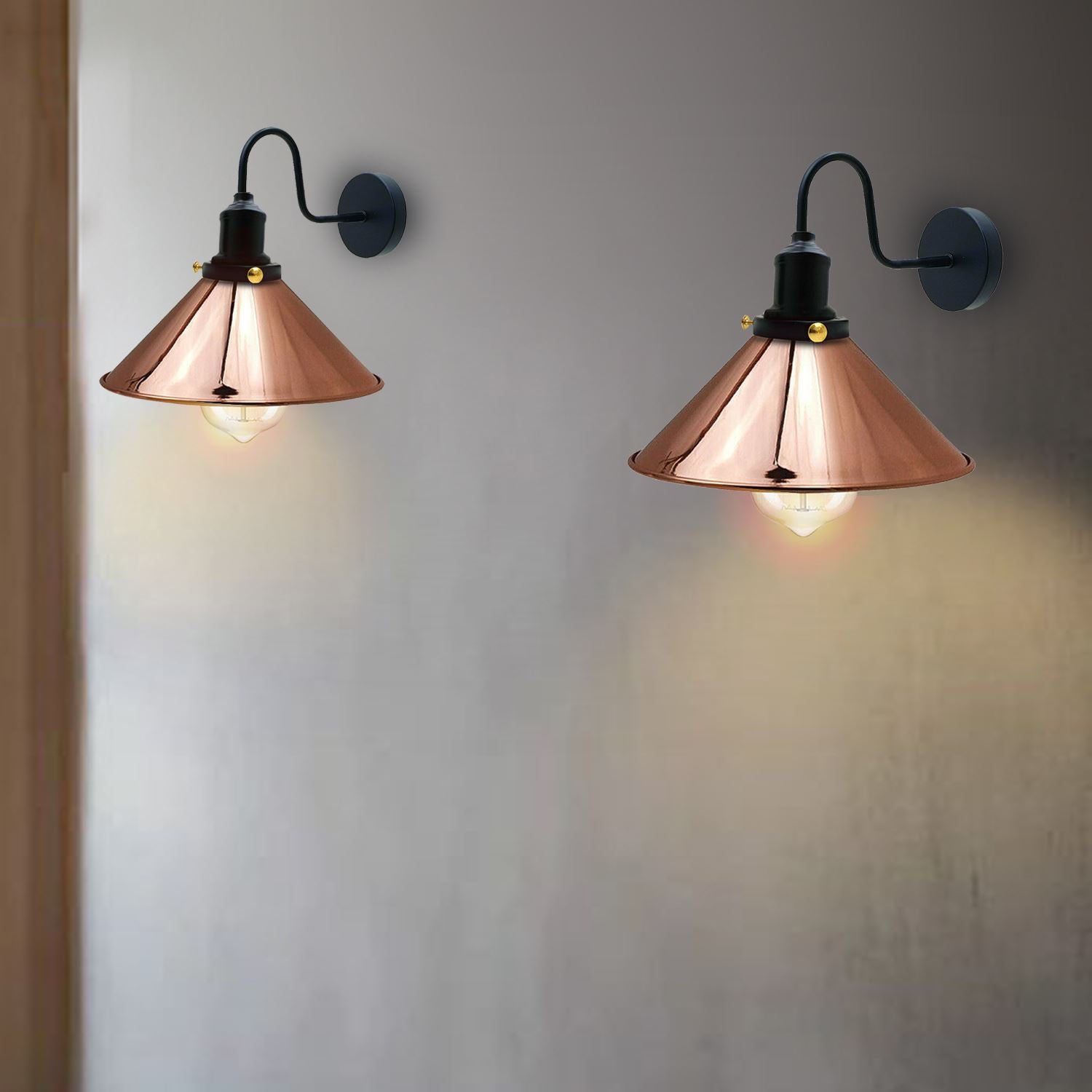 Vintage Industrial Metal Cone Shade Lighting Indoor Wall Sconce Light Fittings~3389 - LEDSone UK Ltd